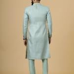 Stunning Sea Foam Banarasi Brocade Achkan for Men | Father-Son Combo | Pastel Sherwani | Grooms & Weddings | Jaipurio